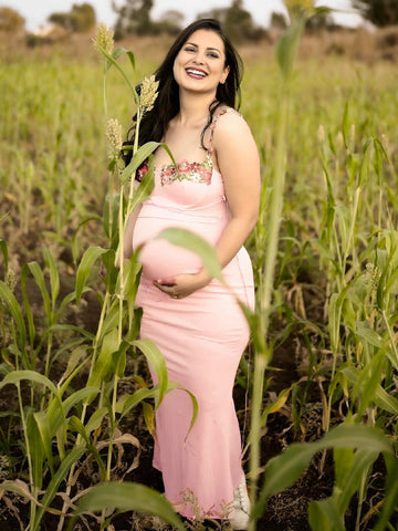 Solid Color Appliques Spaghetti Strap Drawstring Bodycon Mermaid Bandage Party Dress Photoshoot Maternity Maxi Dress Maternity